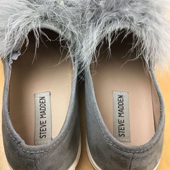 STEVE Madden flats loafers grey feathers size 8.5 - Picture 8 of 15